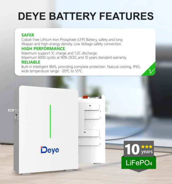 DEYE RW-F10.6 LiFePO4 208 Ah 51.2 V 10.64 kWh