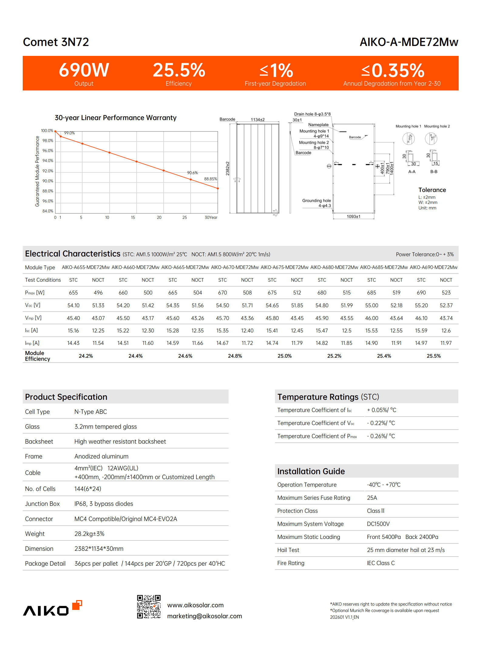 แผงเซลล์แสงอาทิตย์ AIKO รุ่น A-MDE72MW ชนิด N โมดูล ABC สำหรับระบบพลังงาน 680W - Image 6