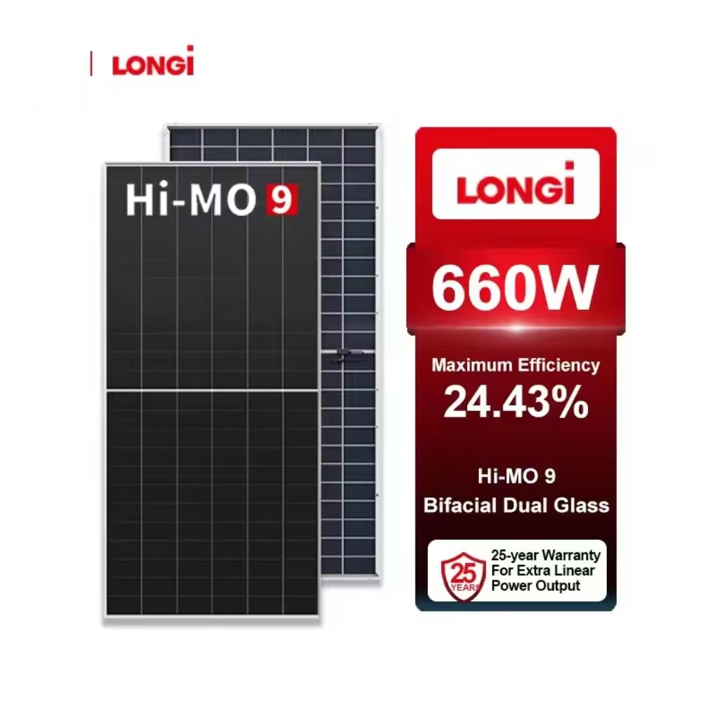 แผงเซลล์แสงอาทิตย์ 660M Longi X10 LR7-72HYD แผงกระจกสองชั้นที่มีประสิทธิภาพ24% (คัดลอก) - Image 1